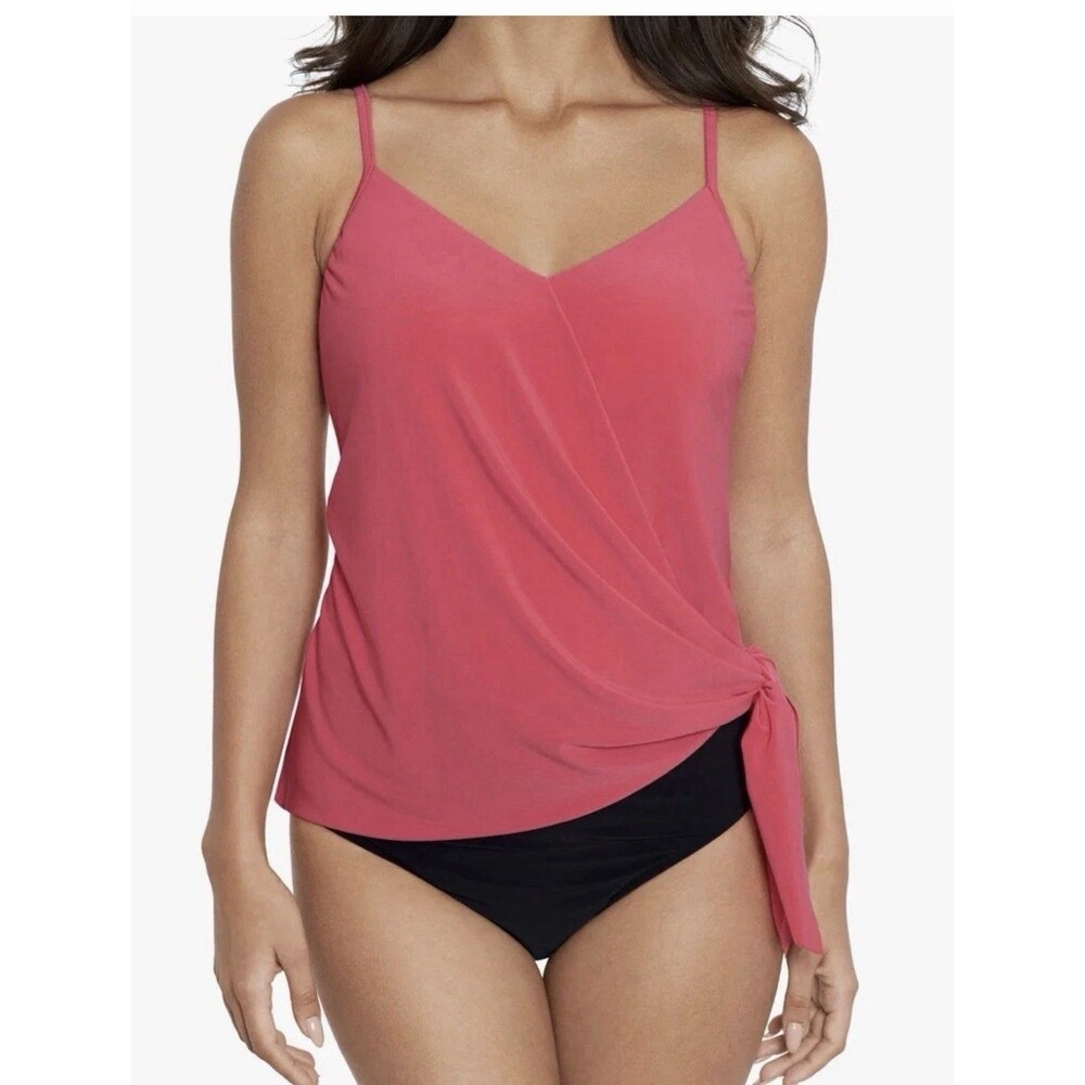 NWT $138 Magicsuit Alex Underwire Side Tie Tankini Top HOT PINK Women Plus 22W